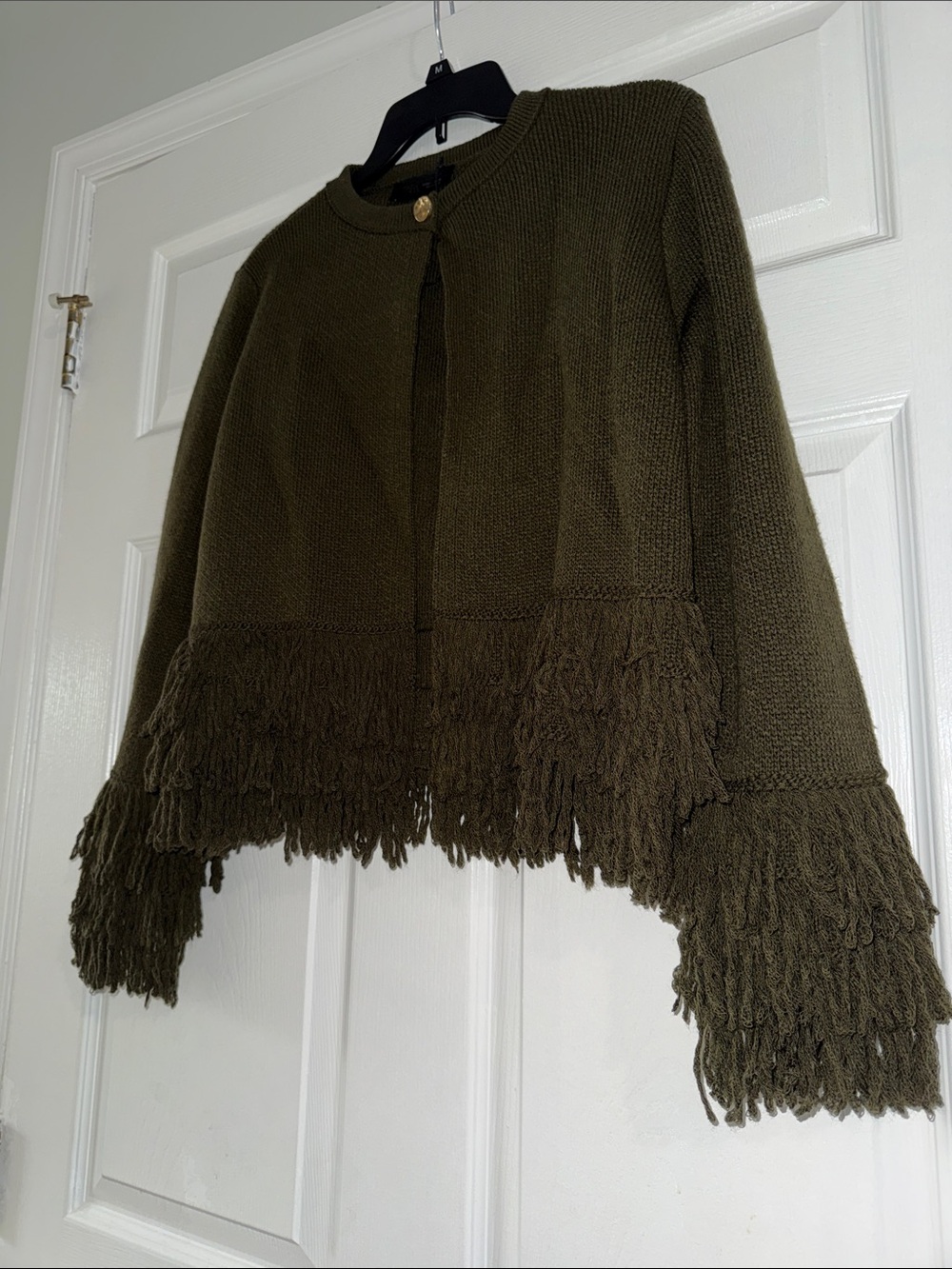 Zara Olive Green Knit Single-Button Cardigan - Picture 3 of 5